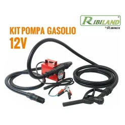 KIT POMPA GASOLIO 12V TRAVASO AUTOADESCANTE CON TUBI RACCORDI PISTOL PRKG12V