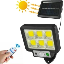 KIT 4PZ FARO SOLARE LED CON PANNELLO FARETTO SENSORE DI MOVIMENTO 96 LED COB T09