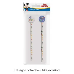 KIT 2PZ MATITE CON GOMMA ROTONDA GRAFICA TOPOLINO PER DISEGNO SCUOLA BAMBINI 960764