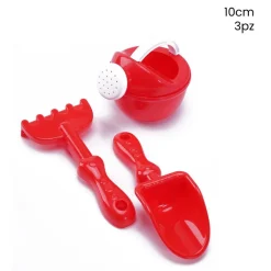 KIT 3PZ PALETTA RASTRELLO INNAFFIATOIO SPIAGGIA MARE GIOCHI PER BAMBINI 10CM ROSSO 258331