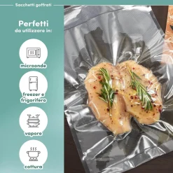 KIT 20PZ SACCHETTI SOTTOVUOTO 25X35CM PER CONGELATORE FRIGORIFERO MICROONDE COTTURA