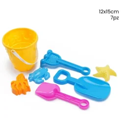 KIT 7PZ SECCHIELLO CON PALETTE FORMINE RASTRELLO MARE GIOCHI PER BAMBINI 12X15CM 258305