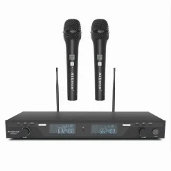 KIT RADIOMICROFONI WIRELESS 2 CANALI UHF RICEVITORE DISPLAY DIGITALE MAXTECH KIT-MIC01