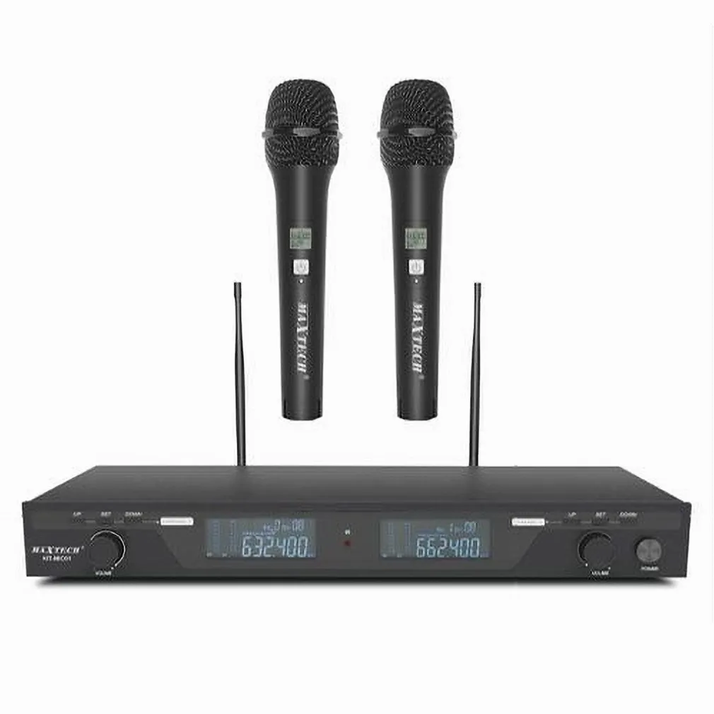 KIT RADIOMICROFONI WIRELESS 2 CANALI UHF RICEVITORE DISPLAY DIGITALE MAXTECH KIT-MIC01