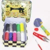KIT SCATOLA IN LATTA DA CUCITO SARTA DA VIAGGIO FILO AGO DITALE FORBICI METRO