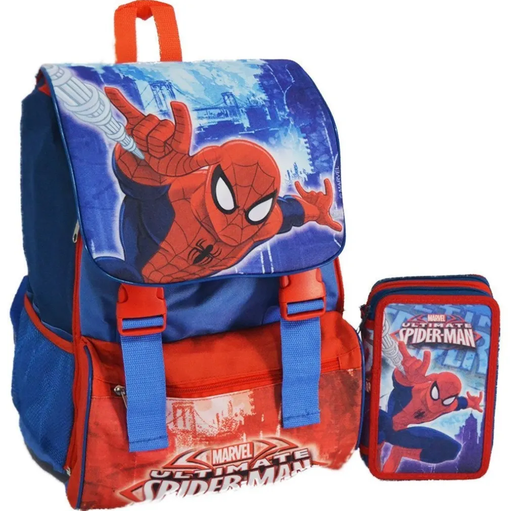 KIT SCUOLA SCHOOL PACK ZAINO ESTENSIBILE + ASTUCCIO 3 ZIP MARVEL SPIDERMAN