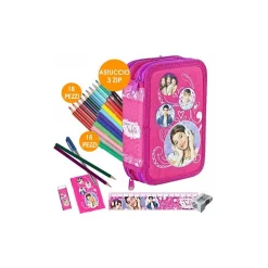 KIT SCUOLA SCHOOL PACK ZAINO ESTENSIBILE + ASTUCCIO 3 ZIP DISNEY VIOLETTA
