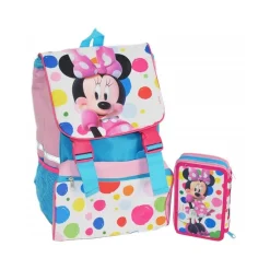 KIT SCUOLA SCHOOL PACK ZAINO ESTENSIBILE + ASTUCCIO 3 ZIP DISNEY MINNIE MOUSE