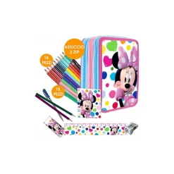 KIT SCUOLA SCHOOL PACK ZAINO ESTENSIBILE + ASTUCCIO 3 ZIP DISNEY MINNIE MOUSE