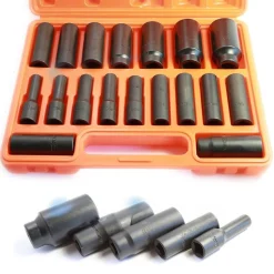 KIT SET 18 BUSSOLE 1/2" ESAGONALI PER AVVITATORE PISTOLA PNEUMATICA DA 10 A 32MM