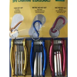 KIT SET 24 PEZZI CHIAVINI PIEGHEVOLI TORX FORATI ESAGONALI SFERICI BALL POINT