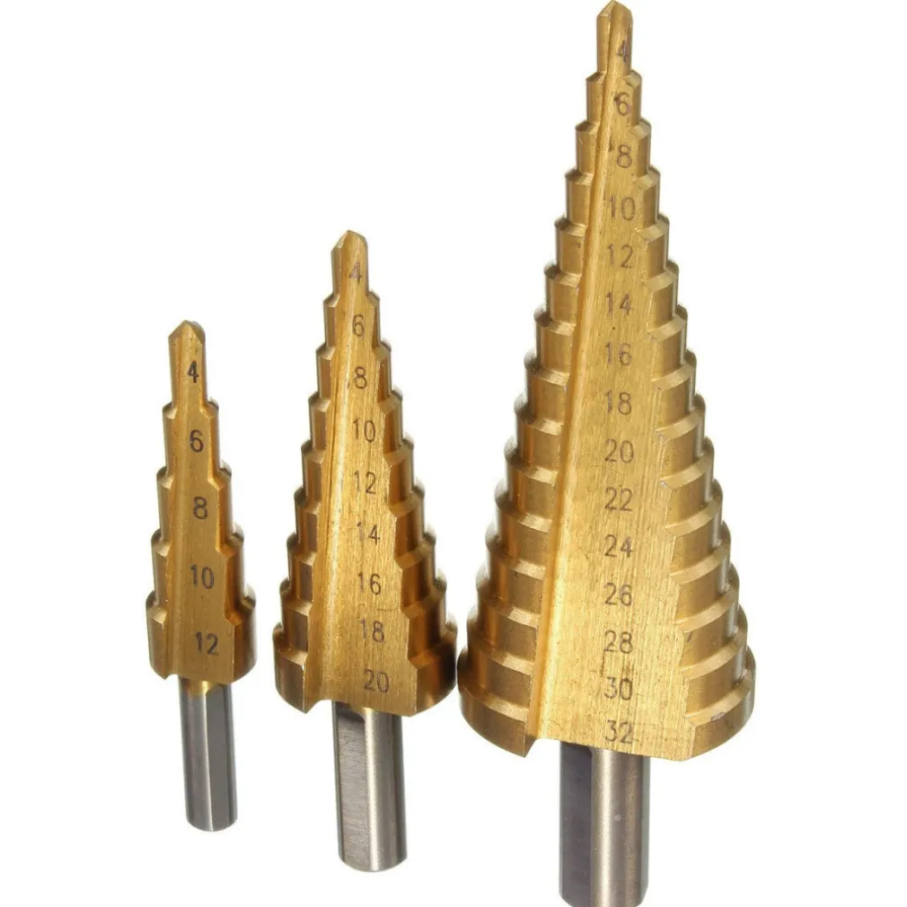 KIT SET FRESA A GRADINI SCALINI CONICA HSS 4-32 4-20 4-12 MM ALLARGAFORI PUNTA