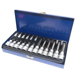 KIT SET INSERTI CHIAVI 19 PEZZI BUSSOLE CHIAVI TORX MASCHI 1/4