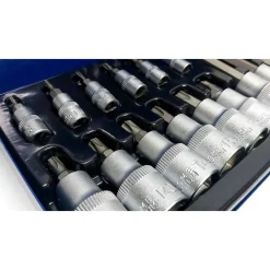 KIT SET INSERTI CHIAVI 19 PEZZI BUSSOLE CHIAVI TORX MASCHI 1/4