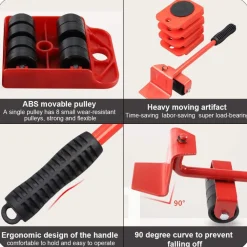 KIT SOLLEVATORE SOLLEVA MOBILI CON RUOTE PIASTRA 200KG SPOSTARE SOLLEVARE MOBILE