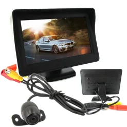 KIT TELECAMERA RETROMARCIA MONITOR 4,3" TFT LCD STAFFATA CABLATA AUTO CAMPER