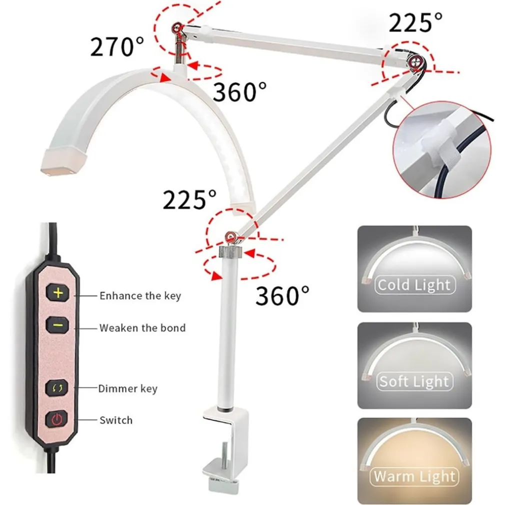 LAMPADA A LED PER EXTENSION CIGLIA DA 16" CON SUPPORTO TELEFONO UNGHIE TATUAGGI