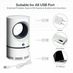 LAMPADA ANTI ZANZARE INSETTI MOSCHE ZANZARIERA ELETTRICA USB LED ASPIRATORE FAN