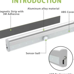 LAMPADA DA PARETE A INDUZIONE 10LED CON SENSORE DI MOVIMENTO PER ARMADI Q-LED100