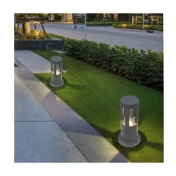 LAMPADA DA TERRA SEGNAPASSO GRIGIO DA GIARDINO IP65 IN ALLUMINIO VETRO 12W ES59