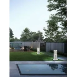 LAMPADA DA TERRA SEGNAPASSO DA GIARDINO IP65 IN ALLUMINIO VETRO 12 W ES59 BIANCO