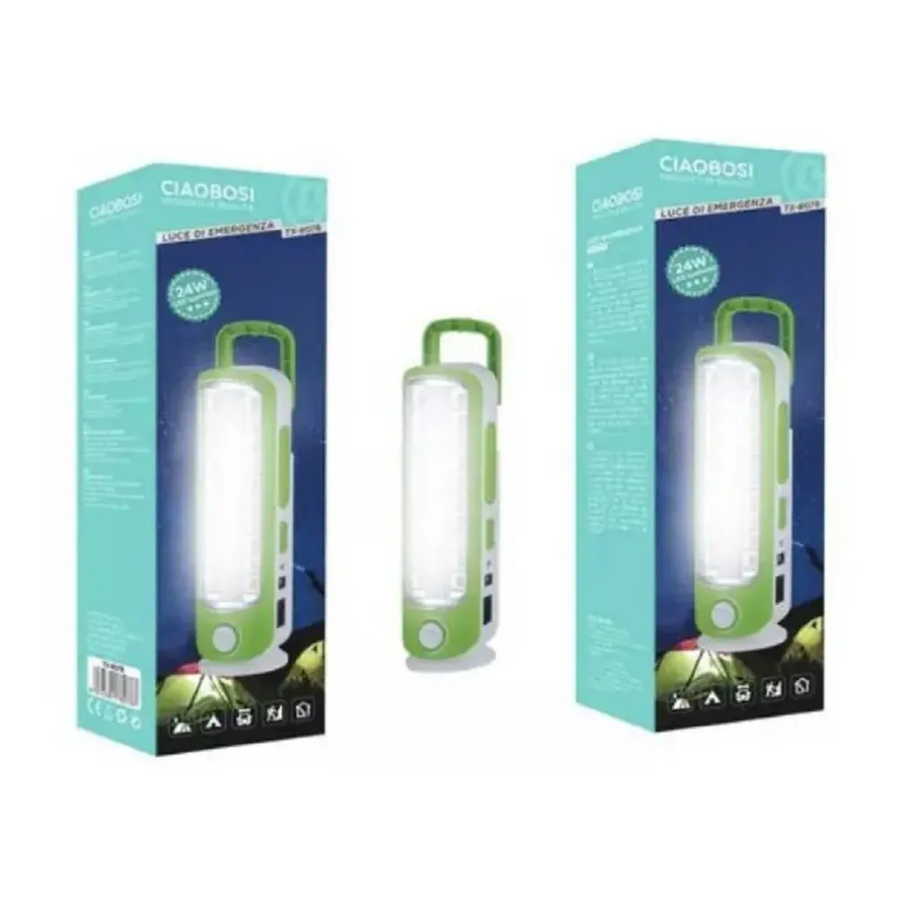 LAMPADA LUCE DI EMERGENZA LED PORTATILE RICARICABILE USB 1300MAH LED 24W TX-8078
