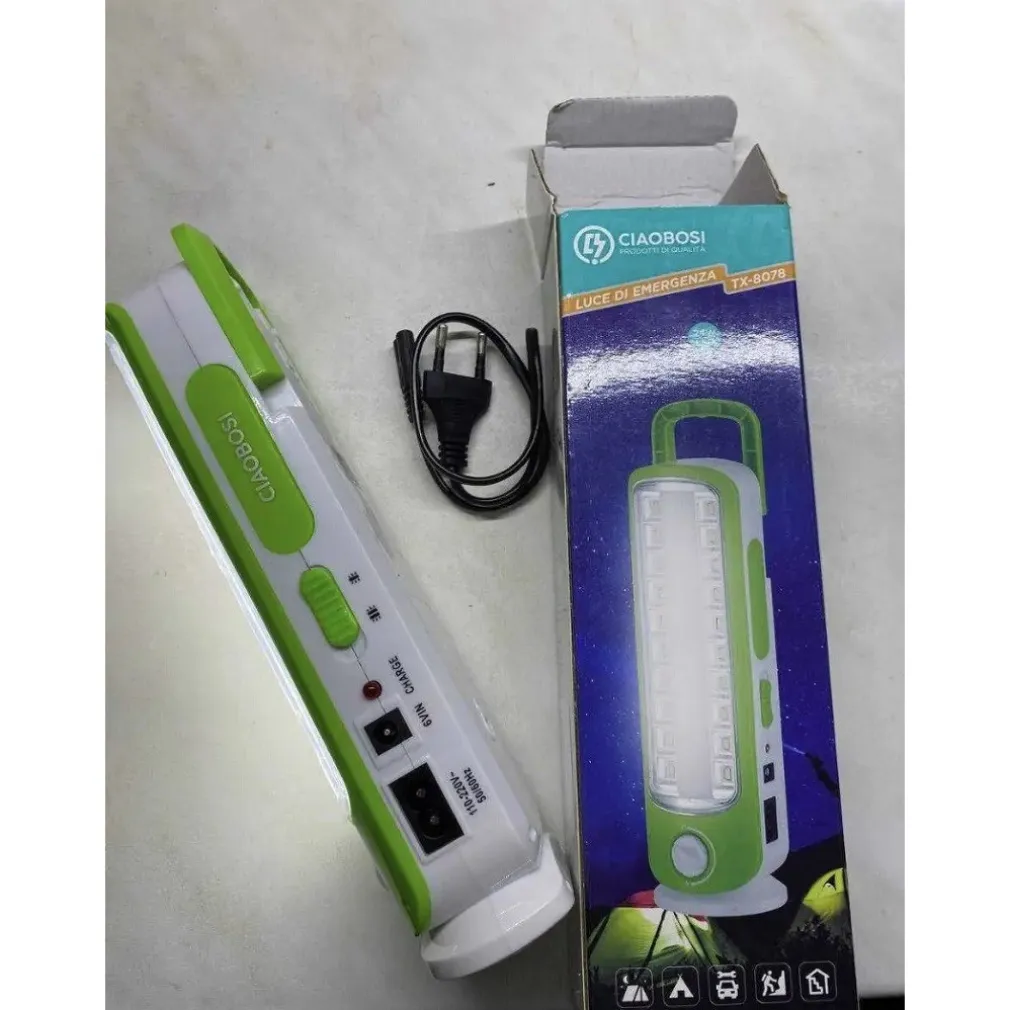 LAMPADA LUCE DI EMERGENZA LED PORTATILE RICARICABILE USB 1300MAH LED 24W TX-8078