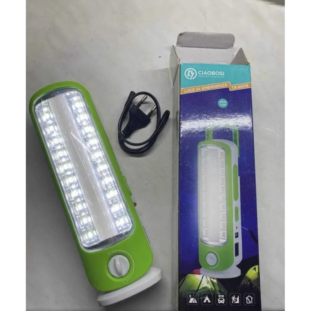 LAMPADA LUCE DI EMERGENZA LED PORTATILE RICARICABILE USB 1300MAH LED 24W TX-8078