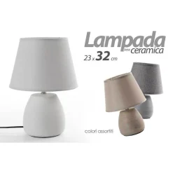 LAMPADA LUMETTO ABAT-JOUR 23X32CM DA TAVOLO BASE IN CERAMICA 3 COLORI ASS 763564