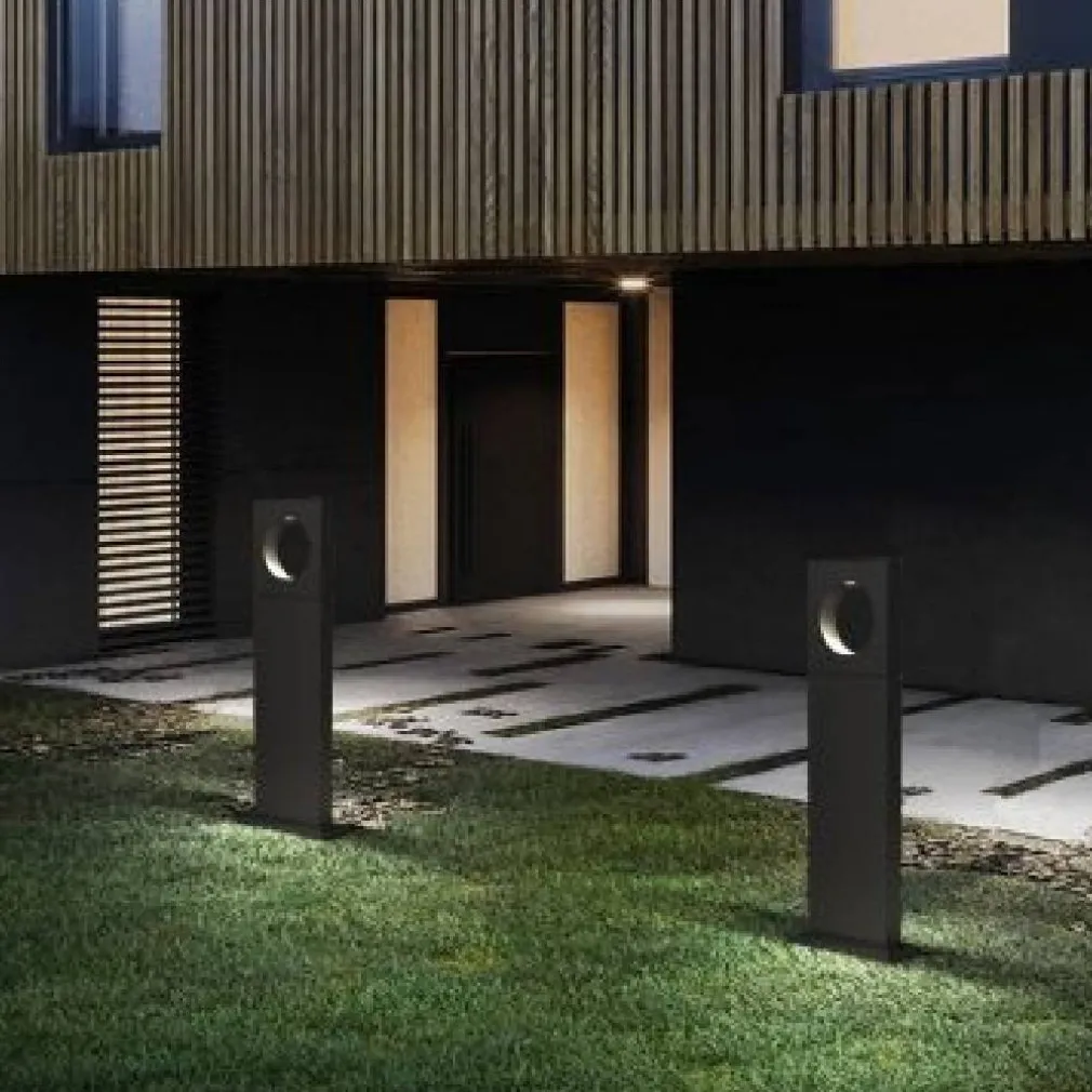 LAMPADA PALO DA GIARDINO A LED CERCHIO 50 CM 12 W NERO LUCE 6500K 4000K 3000K ES60