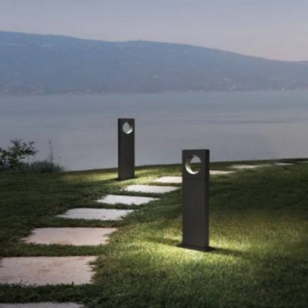 LAMPADA PALO DA GIARDINO A LED CERCHIO 50 CM 12 W NERO LUCE 6500K 4000K 3000K ES60