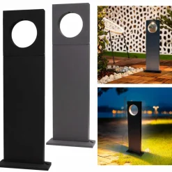 LAMPADA PALO DA GIARDINO LED CERCHIO 50CM 12 W GRIGIO LUCE 6500K 4000K 3000K ES60