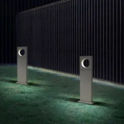 LAMPADA PALO DA GIARDINO LED CERCHIO 50CM 12 W GRIGIO LUCE 6500K 4000K 3000K ES60