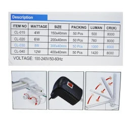 LAMPADA PLAFONIERA LED PER ACQUARIO LUCE 12 W BORDO VASCA VETRO PIANTE PESCI