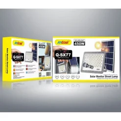 LAMPADA STRADALE 450W LED CON PANNELLO SOLARE PROIETTORE IP CAMERA WIFI Q-SX77