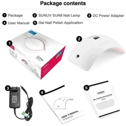 LAMPADA UNGHIE UV LED PER GEL SUN8 36W AUTOMATICA SENSORE CON TIMER PREIMPOSTATI