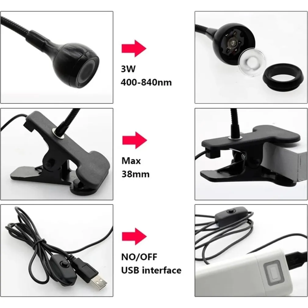 LAMPADA UNGHIE UV 3W LED USB TESTA REGOLABILE GEL COLLA UV PROFESSIONALE MANICURE