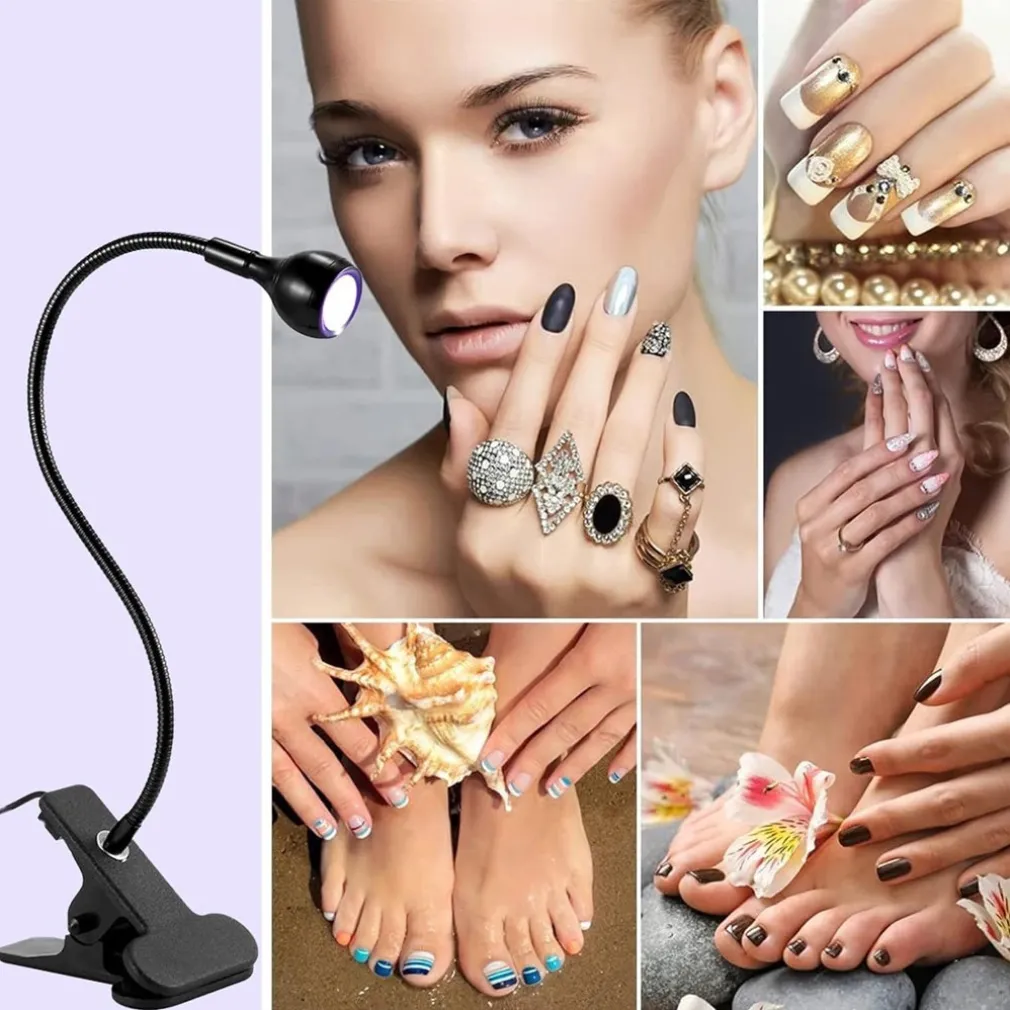 LAMPADA UNGHIE UV 3W LED USB TESTA REGOLABILE GEL COLLA UV PROFESSIONALE MANICURE