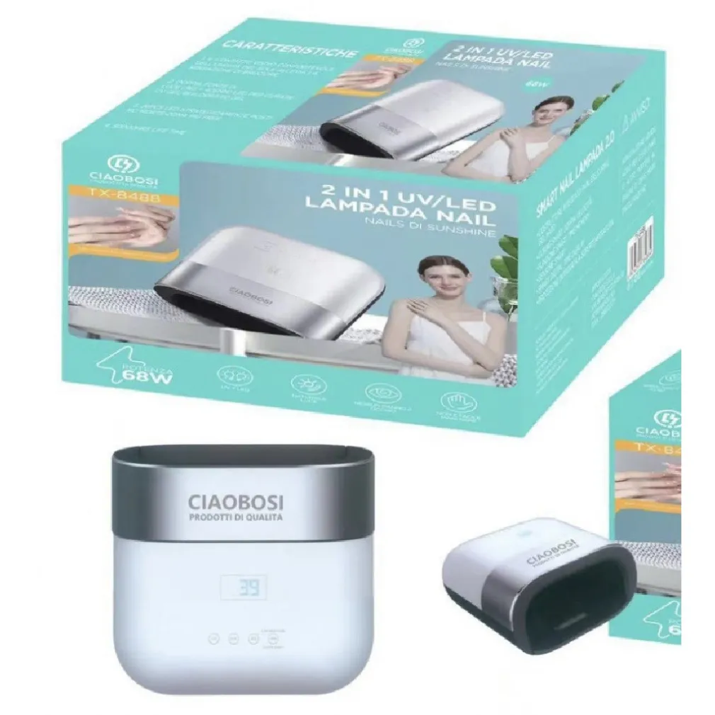 LAMPADA UV LED 68W FORNETTO PER RICOSTRUZIONE UNGHIE GEL SMALTO NAIL ART TX-8488