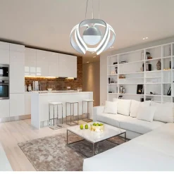 LAMPADARIO A LED 78 W CON SFERA CON BRILLANTINI GLITTER TECNOLOGIA CCT SWITCH B21-3C