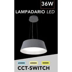 LAMPADARIO A LED 36 WATT 3240LM IP20 A SOSPENSIONE GRIGIO TECNOLOGIA CCT SWITCH B83-G3C