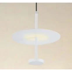 LAMPADARIO A SOSPENSIONE LUCE 4000K LED 12W DISCO PARALUME PIATTO BIANCO ROTONDO 33092