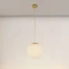 LAMPADARIO A SOSPENSIONE ORO CON SFERA VETRO BIANCO ATTACCO E27 MODERNO MINIMAL 33504