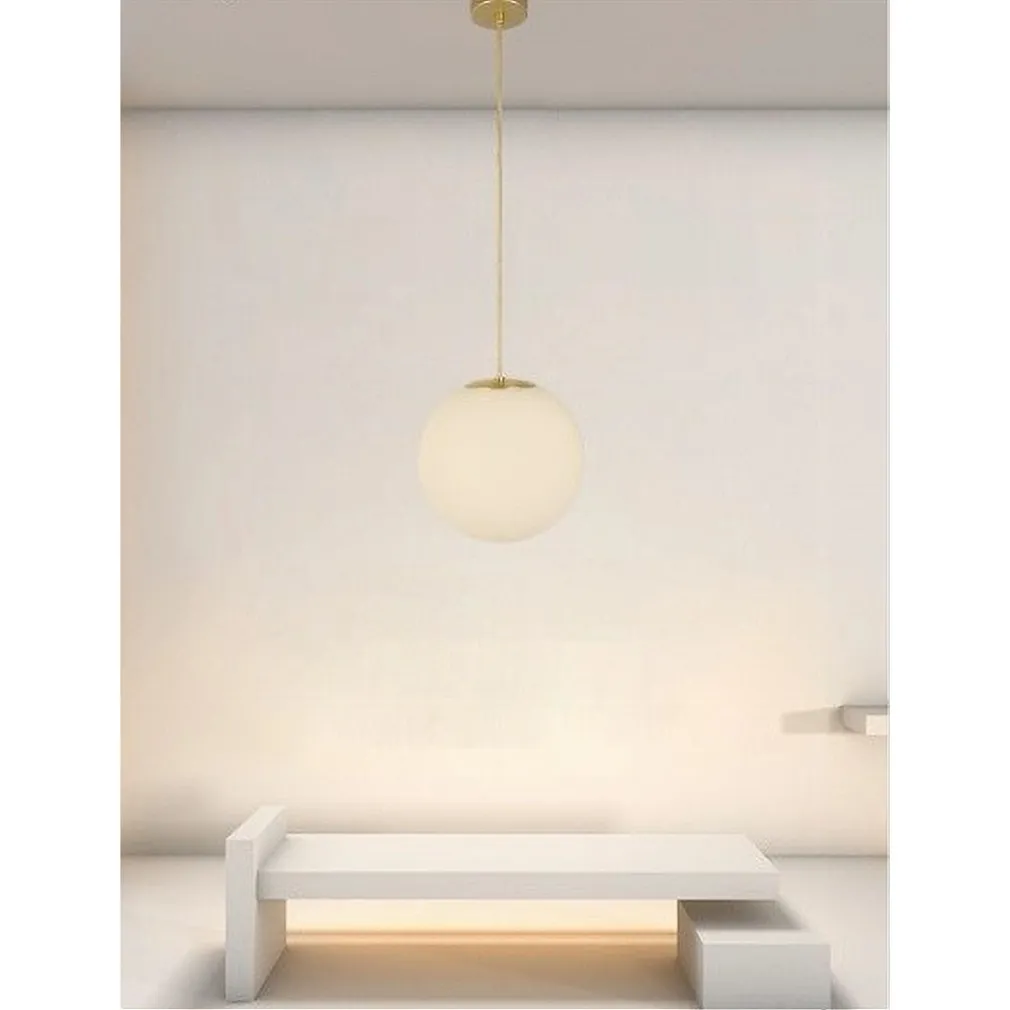 LAMPADARIO A SOSPENSIONE ORO CON SFERA VETRO BIANCO ATTACCO E27 MODERNO MINIMAL 33504