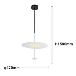 LAMPADARIO A SOSPENSIONE LUCE 4000K LED 18W DISCO PARALUME PIATTO BIANCO ROTONDO 33153