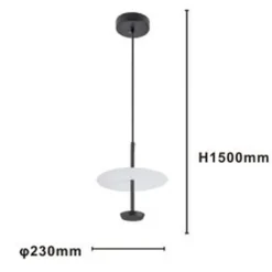 LAMPADARIO A SOSPENSIONE LUCE 6500K LED 12W DISCO PARALUME PIATTO BIANCO NERO TONDO 33122