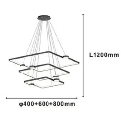 LAMPADARIO A SOSPENSIONE LED 112W 3 QUADRATI CON TELECOMANDO DESIGN MODERNO NERO 71248