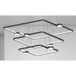 LAMPADARIO A SOSPENSIONE LED 112W 3 QUADRATI CON TELECOMANDO DESIGN MODERNO NERO 71248