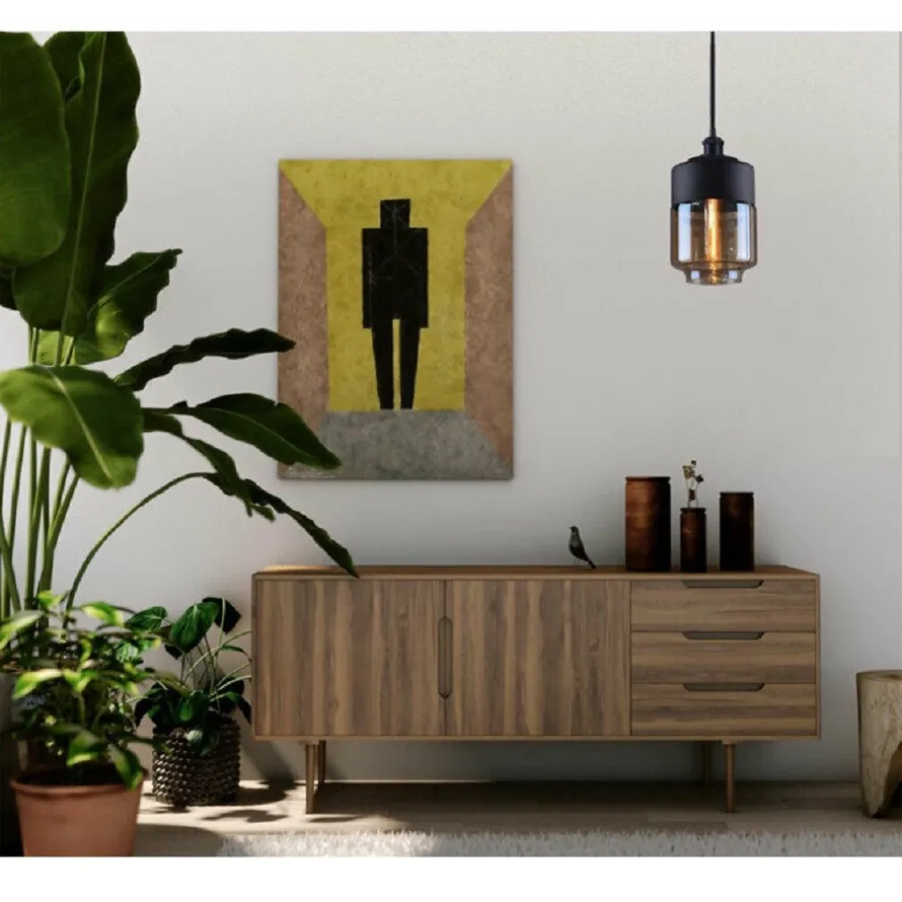 LAMPADARIO A SOSPENSIONE VINTAGE SOFFITTO ATTACCO E27 EFFETTO AMBRATO NERO LP-14