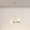 LAMPADARIO A SOSPENSIONE ORO CON 2 SFERE IN VETRO BIANCO OPACO ATTACCO G9 E27 33481